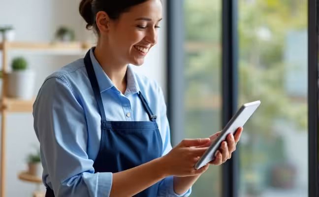 A professional in home services engaging with customers on a social media platform, responding to their inquiries and sharing informative content, symbolizing active online presence and exceptional customer service